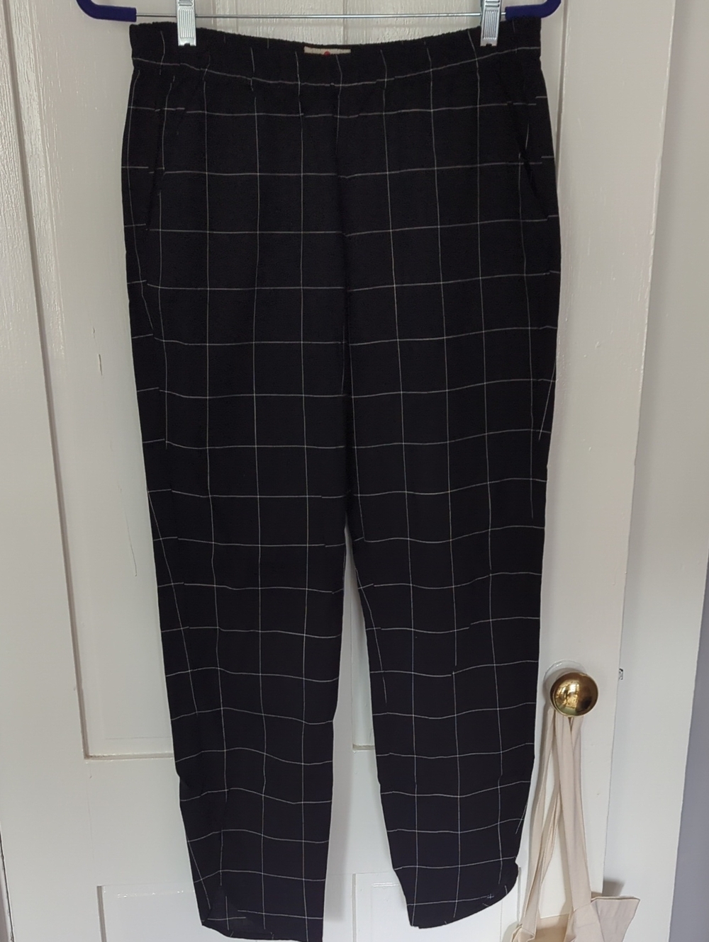 Marine Layer Allison Pant Black Windowpane Straight-Leg Pants